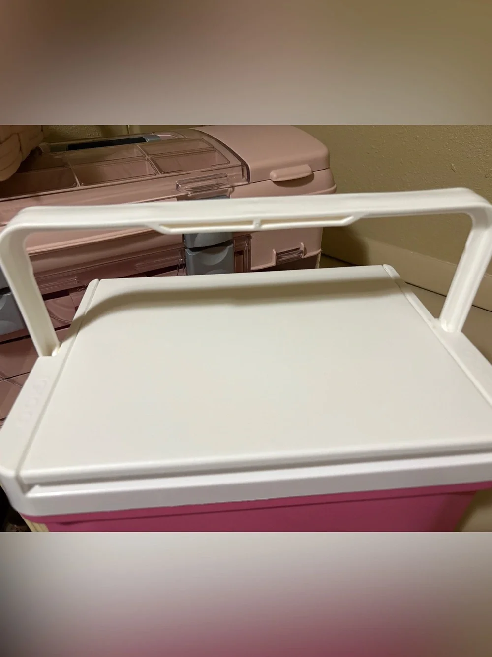 Igloo Pink Cooler - Compact Portable Cooler with White Handle